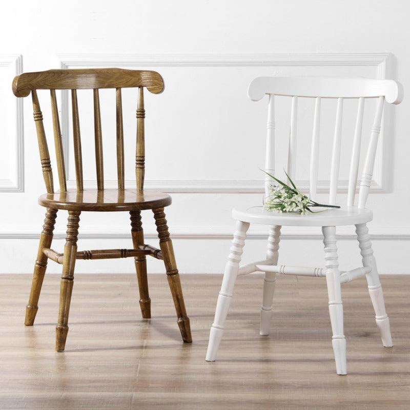 Modern Mid-Century Round Chinese Toon Wood Dining Chair Spindle Back Footrest For Dining Room