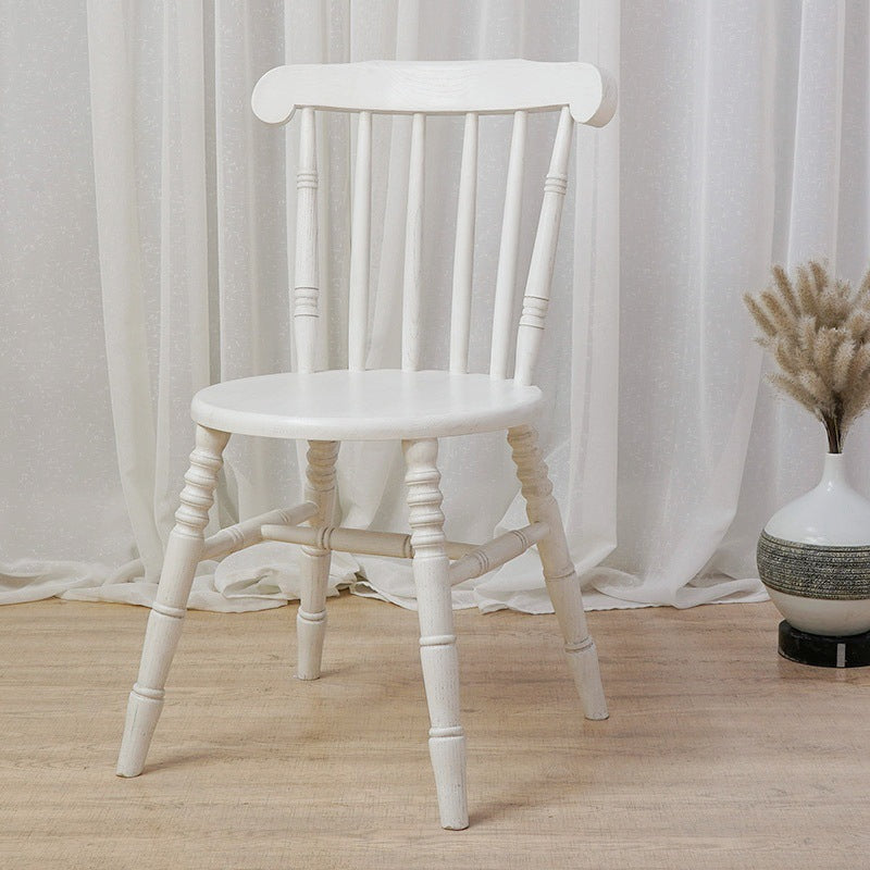 Modern Mid-Century Round Chinese Toon Wood Dining Chair Spindle Back Footrest For Dining Room