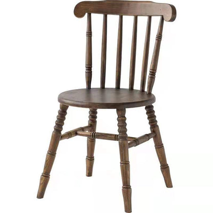 Modern Mid-Century Round Chinese Toon Wood Dining Chair Spindle Back Footrest For Dining Room