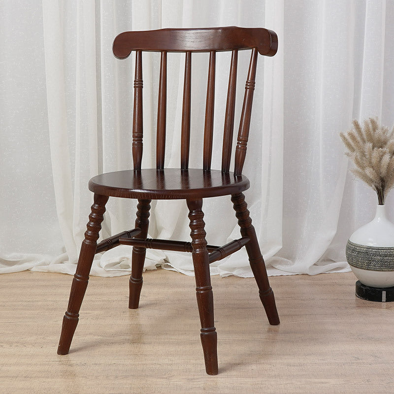 Modern Mid-Century Round Chinese Toon Wood Dining Chair Spindle Back Footrest For Dining Room