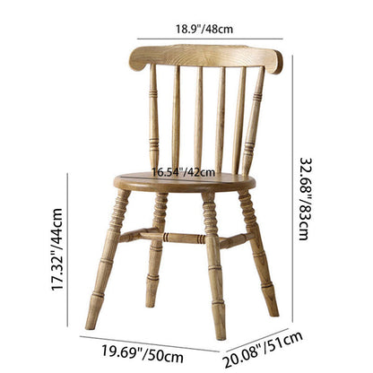 Modern Mid-Century Round Chinese Toon Wood Dining Chair Spindle Back Footrest For Dining Room