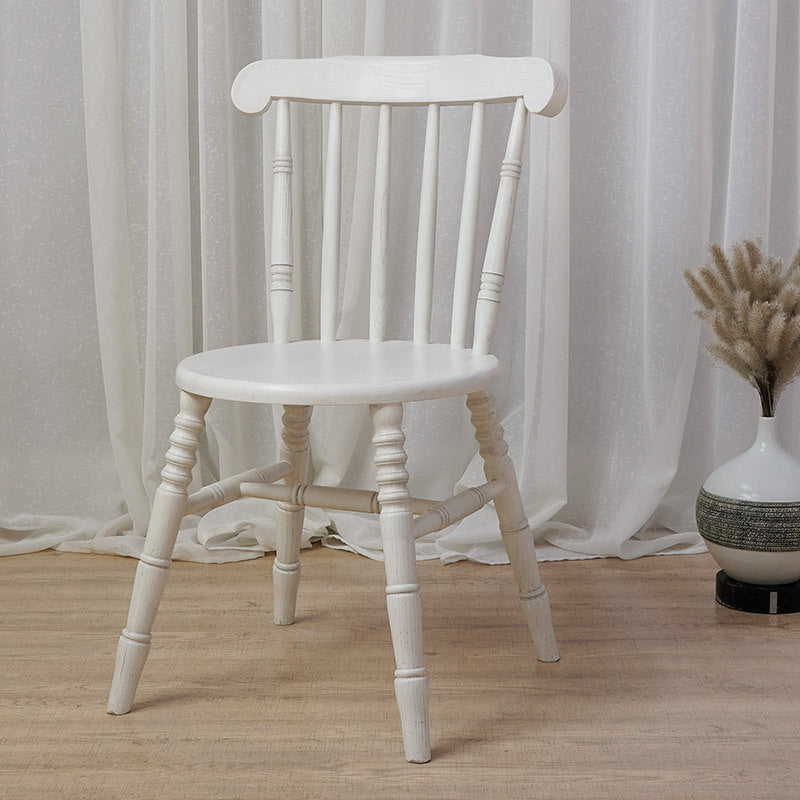 Modern Mid-Century Round Chinese Toon Wood Dining Chair Spindle Back Footrest For Dining Room