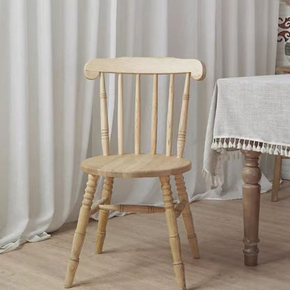 Modern Mid-Century Round Chinese Toon Wood Dining Chair Spindle Back Footrest For Dining Room