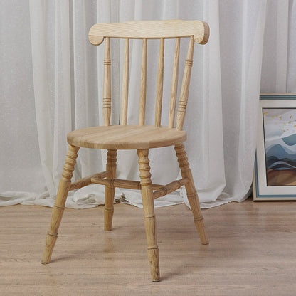 Modern Mid-Century Round Chinese Toon Wood Dining Chair Spindle Back Footrest For Dining Room