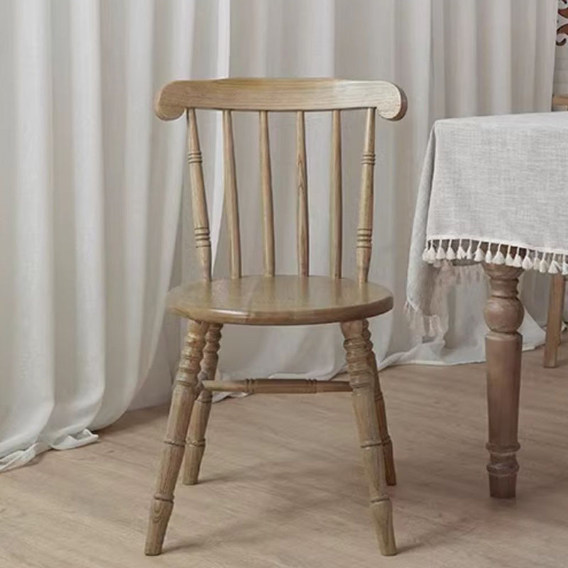 Modern Mid-Century Round Chinese Toon Wood Dining Chair Spindle Back Footrest For Dining Room