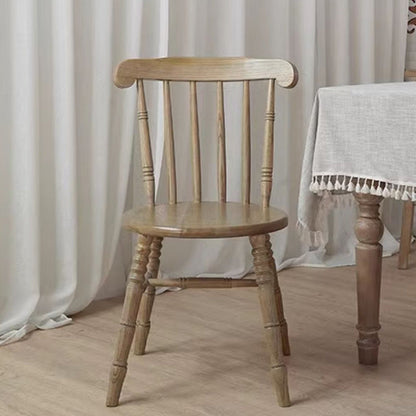 Modern Mid-Century Round Chinese Toon Wood Dining Chair Spindle Back Footrest For Dining Room