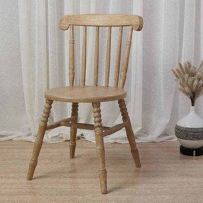 Modern Mid-Century Round Chinese Toon Wood Dining Chair Spindle Back Footrest For Dining Room