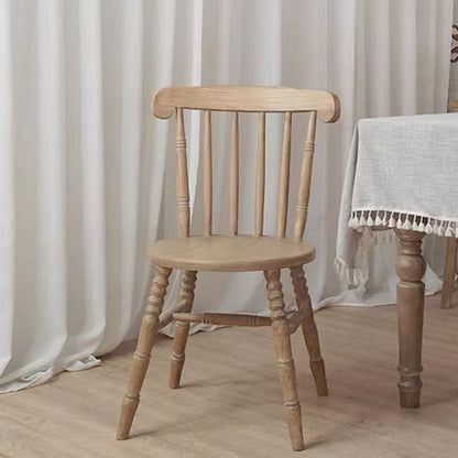 Modern Mid-Century Round Chinese Toon Wood Dining Chair Spindle Back Footrest For Dining Room