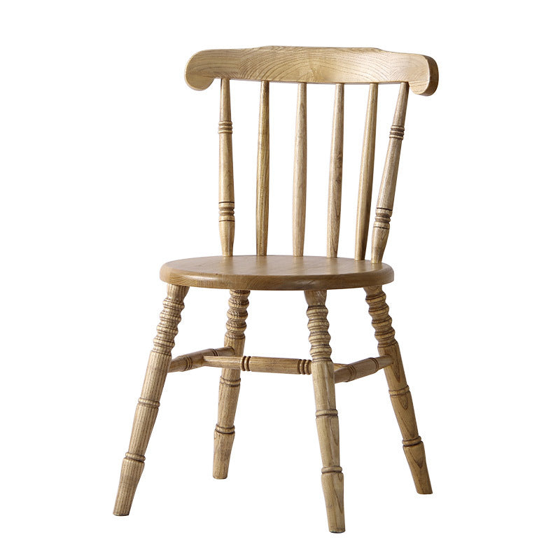 Modern Mid-Century Round Chinese Toon Wood Dining Chair Spindle Back Footrest For Dining Room