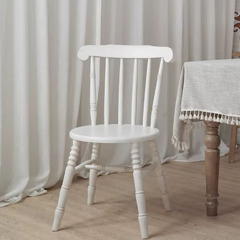 Modern Mid-Century Round Chinese Toon Wood Dining Chair Spindle Back Footrest For Dining Room