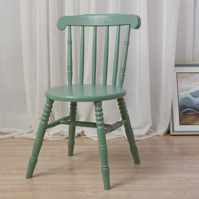 Modern Mid-Century Round Chinese Toon Wood Dining Chair Spindle Back Footrest For Dining Room