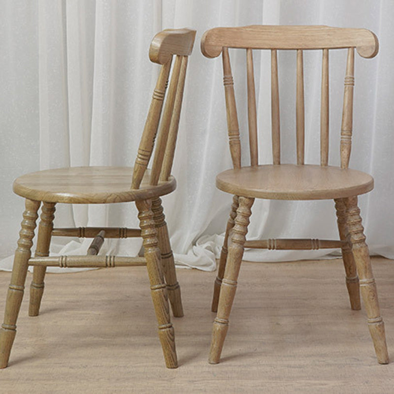 Modern Mid-Century Round Chinese Toon Wood Dining Chair Spindle Back Footrest For Dining Room