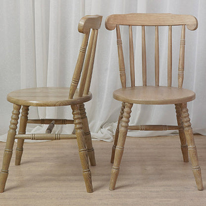 Modern Mid-Century Round Chinese Toon Wood Dining Chair Spindle Back Footrest For Dining Room