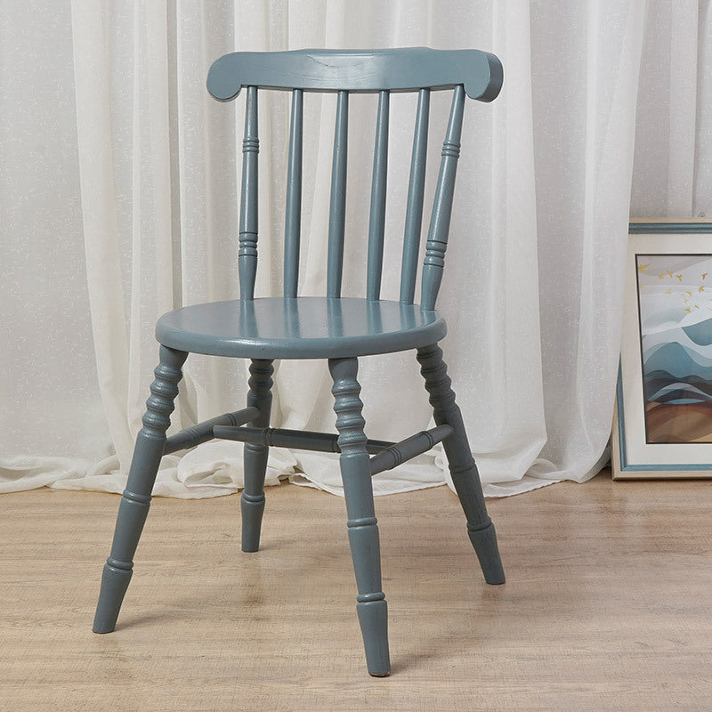 Modern Mid-Century Round Chinese Toon Wood Dining Chair Spindle Back Footrest For Dining Room