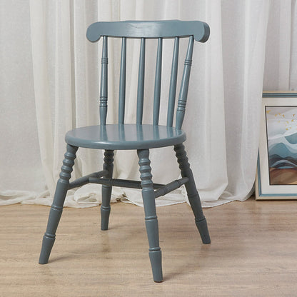 Modern Mid-Century Round Chinese Toon Wood Dining Chair Spindle Back Footrest For Dining Room