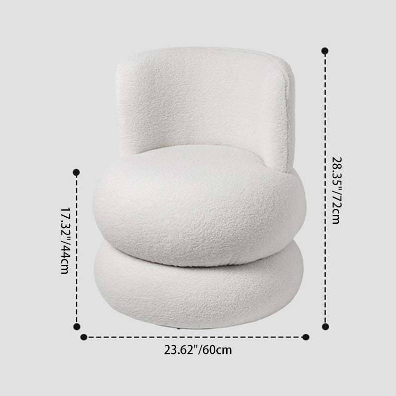 Contemporary Simplicity Round Sherpa Fabric Pine Wood Frame Swivel Vanity Stool For Bedroom