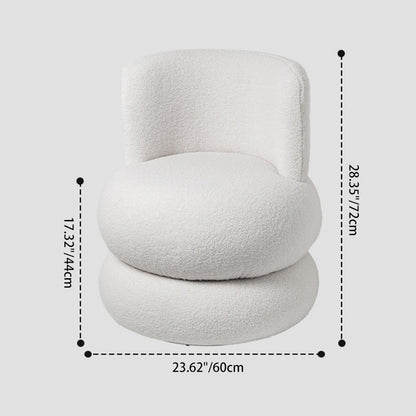 Contemporary Simplicity Round Sherpa Fabric Pine Wood Frame Swivel Vanity Stool For Bedroom