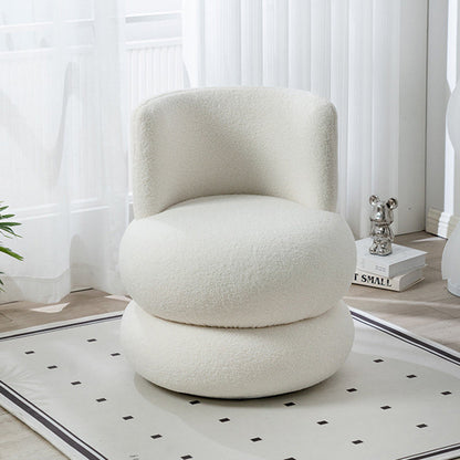 Contemporary Simplicity Round Sherpa Fabric Pine Wood Frame Swivel Vanity Stool For Bedroom