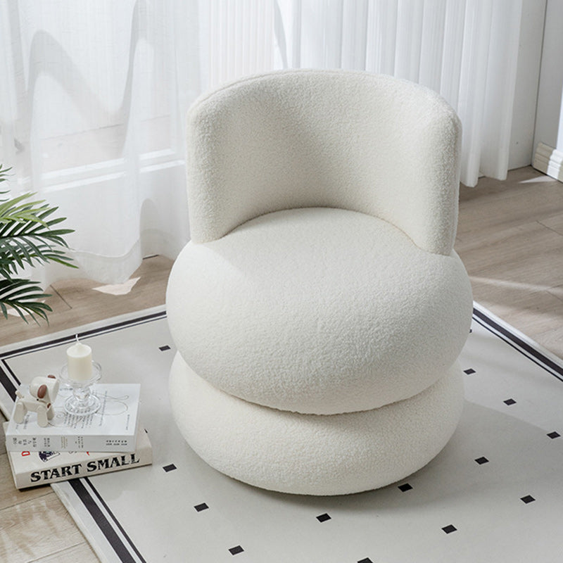 Contemporary Simplicity Round Sherpa Fabric Pine Wood Frame Swivel Vanity Stool For Bedroom