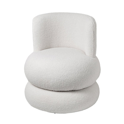 Contemporary Simplicity Round Sherpa Fabric Pine Wood Frame Swivel Vanity Stool For Bedroom