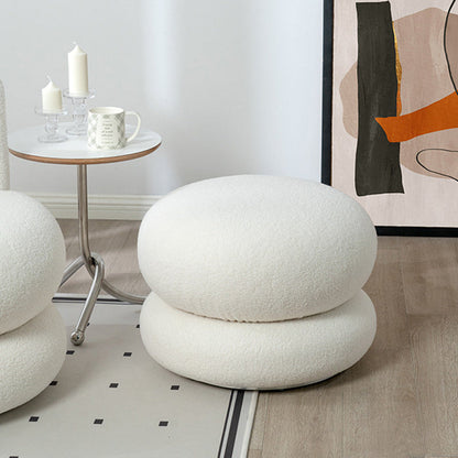 Contemporary Simplicity Round Sherpa Fabric Pine Wood Frame Swivel Vanity Stool For Bedroom