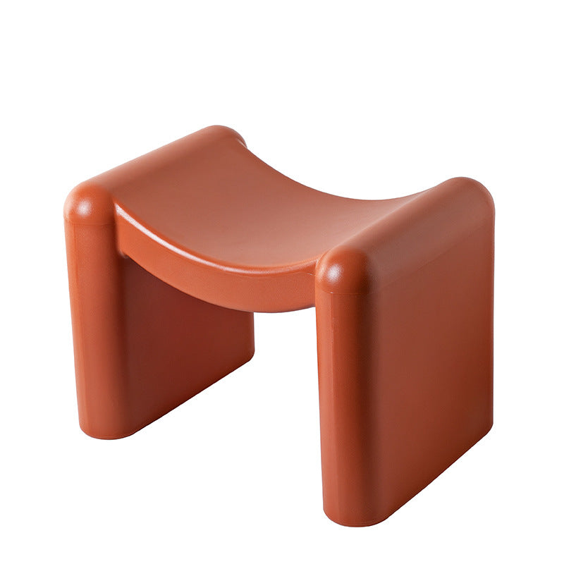 Contemporary Nordic Curved Seat PE Portable Stackable Footstool Low Stool For Living Room
