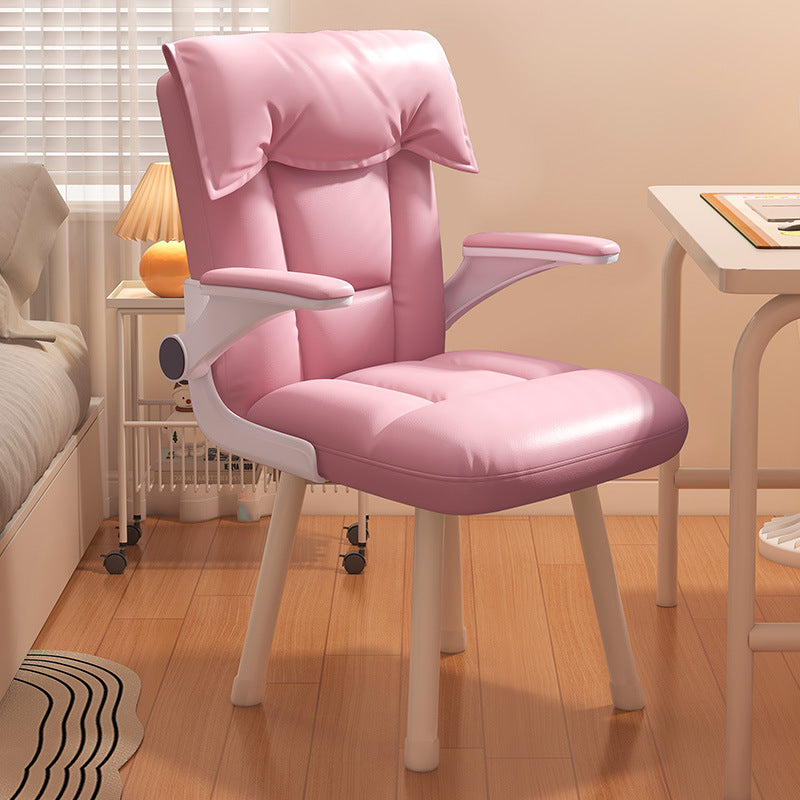Contemporary Nordic Square Tufted Synthetic Fabric Cat Scratch Leather Solid Wood Desk Chair Backrest Armrest For Home Office