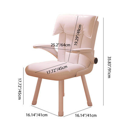 Contemporary Nordic Square Tufted Synthetic Fabric Cat Scratch Leather Solid Wood Desk Chair Backrest Armrest For Home Office