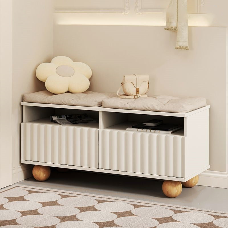 Contemporary Nordic MDF Multi-Function Shoe Bench 2-Tier Shoe Organizer Rack For Entryway