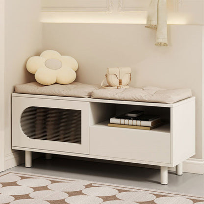 Contemporary Nordic MDF Multi-Function Shoe Bench 2-Tier Shoe Organizer Rack For Entryway