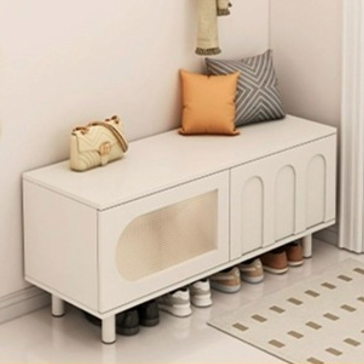 Contemporary Nordic MDF Multi-Function Shoe Bench 2-Tier Shoe Organizer Rack For Entryway