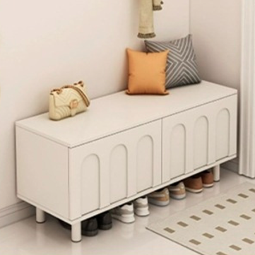 Contemporary Nordic MDF Multi-Function Shoe Bench 2-Tier Shoe Organizer Rack For Entryway