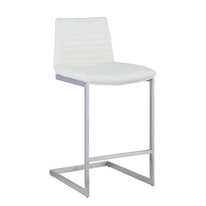 Modern Minimalist Ribbed PU Leather Stainless Steel Bar Stool Armless Footrest For Dining Room
