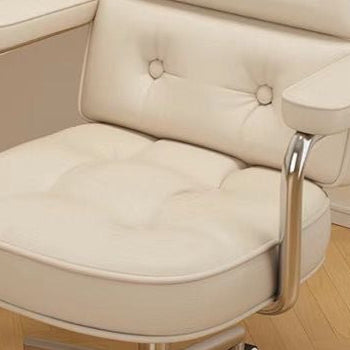 Modern Mid-Century Tufted Faux Leather Upholstered Five-Spoke Caster Base Desk Chair Armrest For Home Office