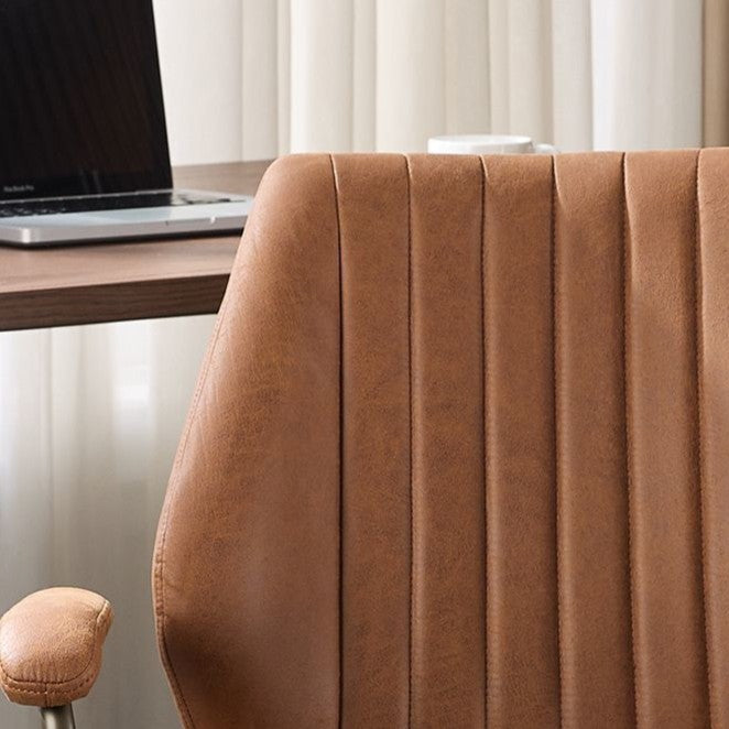 Modern Luxury Striped Faux Suede Fabric Iron Height Adjustable Swivel Desk Chair Five-Spoke Caster Base For Home Office