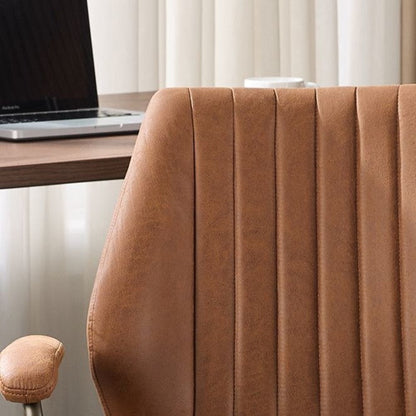 Modern Luxury Striped Faux Suede Fabric Iron Height Adjustable Swivel Desk Chair Five-Spoke Caster Base For Home Office