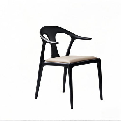 Traditional Vintage Square Toona Wood Rubberwood Ash Wood Manchurian Ash PU Leather Dining Chair Curved Backrest For Living Room