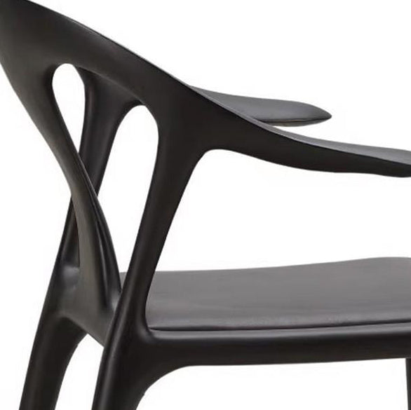 Traditional Vintage Square Toona Wood Rubberwood Ash Wood Manchurian Ash PU Leather Dining Chair Curved Backrest For Living Room