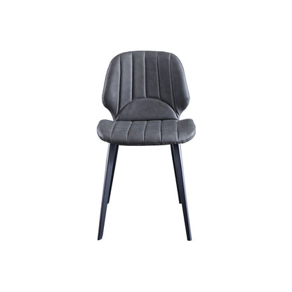Contemporary Luxury PU Leather Plywood Carbon Steel Dining Chair Ribbed Backrest For Living Room