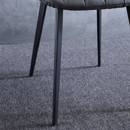 Contemporary Luxury PU Leather Plywood Carbon Steel Dining Chair Ribbed Backrest For Living Room