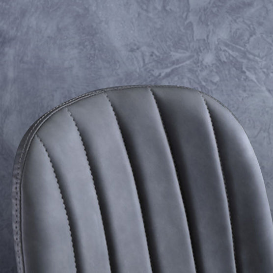 Contemporary Luxury PU Leather Plywood Carbon Steel Dining Chair Ribbed Backrest For Living Room