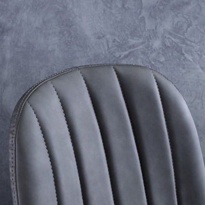 Contemporary Luxury PU Leather Plywood Carbon Steel Dining Chair Ribbed Backrest For Living Room