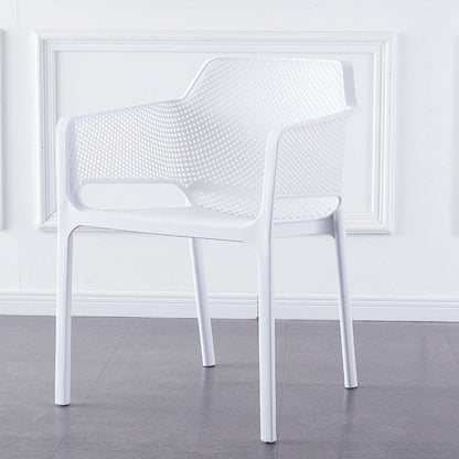 Contemporary Scandinavian Square Hollow PP Stackable Dining Chair Armrest For Dining Room