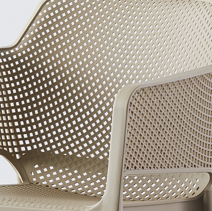 Contemporary Scandinavian Square Hollow PP Stackable Dining Chair Armrest For Dining Room