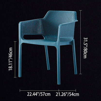 Contemporary Scandinavian Square Hollow PP Stackable Dining Chair Armrest For Dining Room