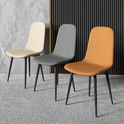 Contemporary Luxury Curved Faux Leather Iron Carbon Steel Dining Chair For Living Room