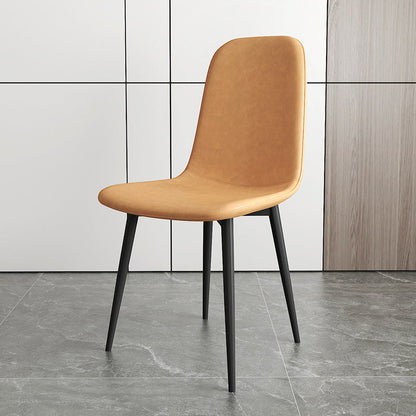 Contemporary Luxury Curved Faux Leather Iron Carbon Steel Dining Chair For Living Room