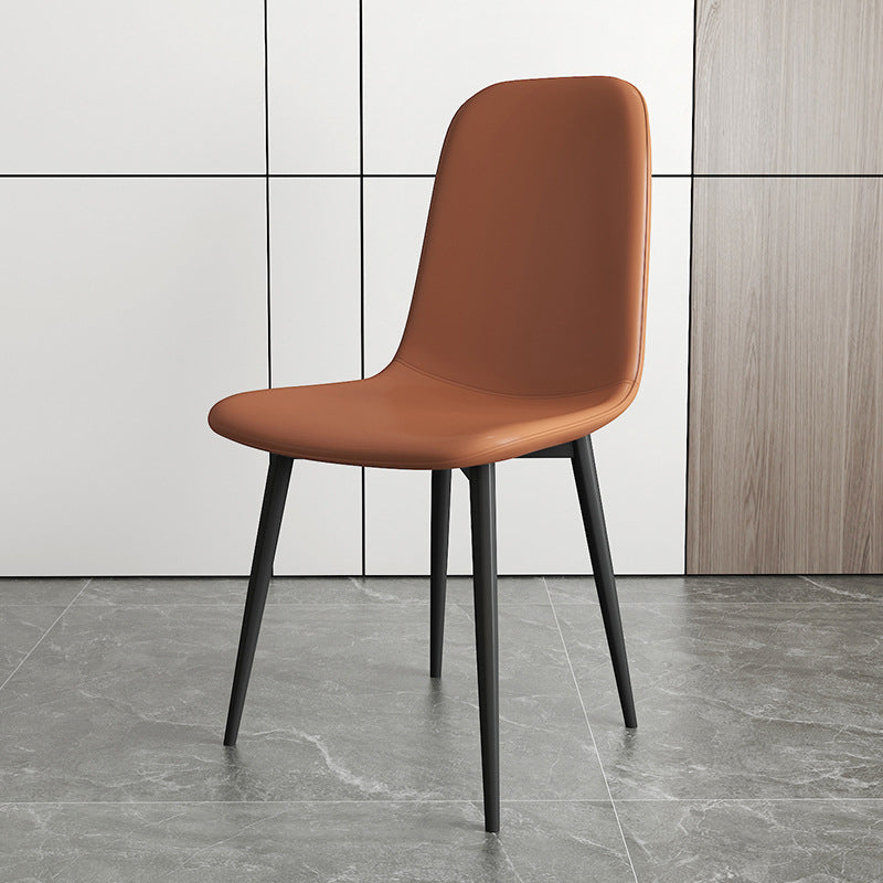 Contemporary Luxury Curved Faux Leather Iron Carbon Steel Dining Chair For Living Room