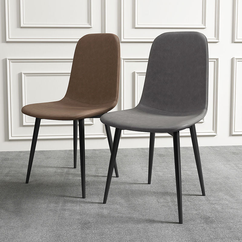 Contemporary Luxury Curved Faux Leather Iron Carbon Steel Dining Chair For Living Room