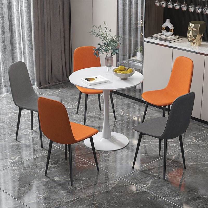 Contemporary Luxury Curved Faux Leather Iron Carbon Steel Dining Chair For Living Room